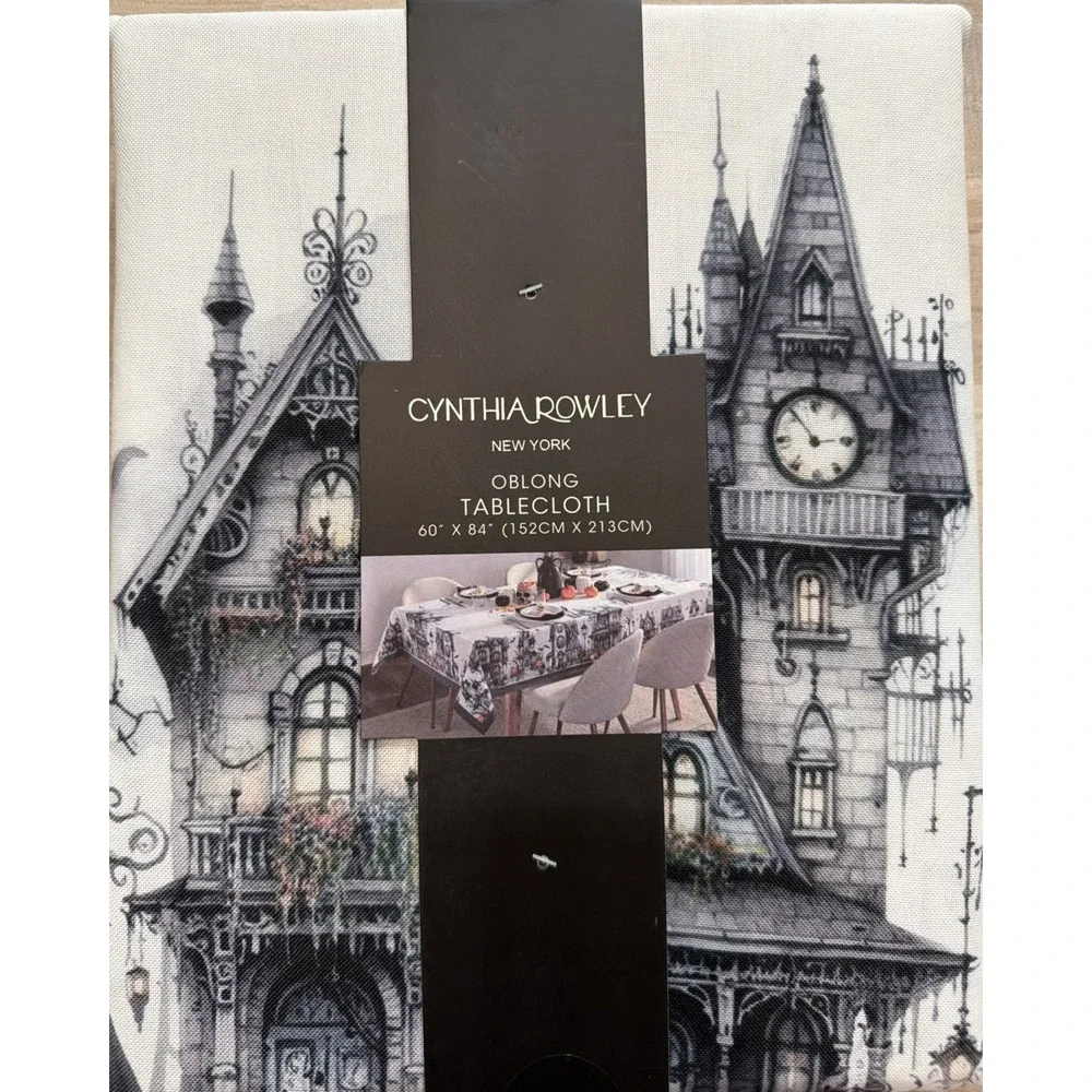 Cynthia Rowley Halloween Tablecloth Gothic Haunted House Spooky 60x84